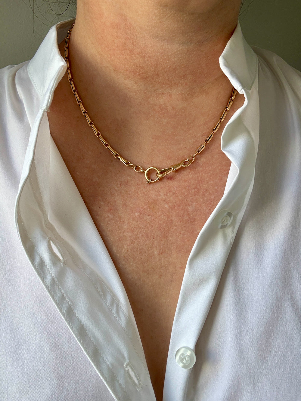 1917 Antique Swedish Double Fetter Watch Chain Necklace in 18k Gold - 17.6 inch length