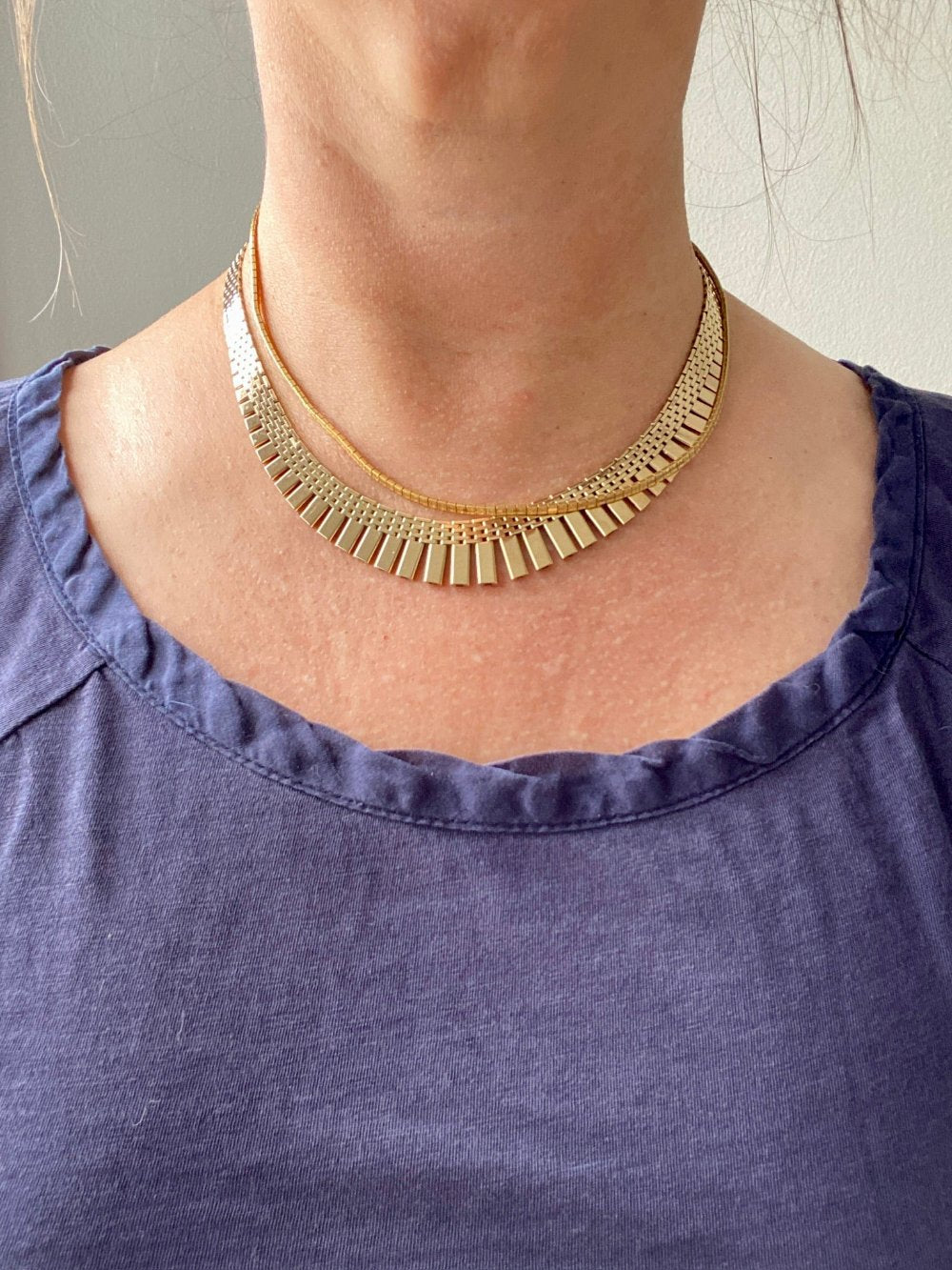 Vintage Omega Link Necklace in 18k Gold- Made in Trissino Italy, 1960s era - 16.5 inch length