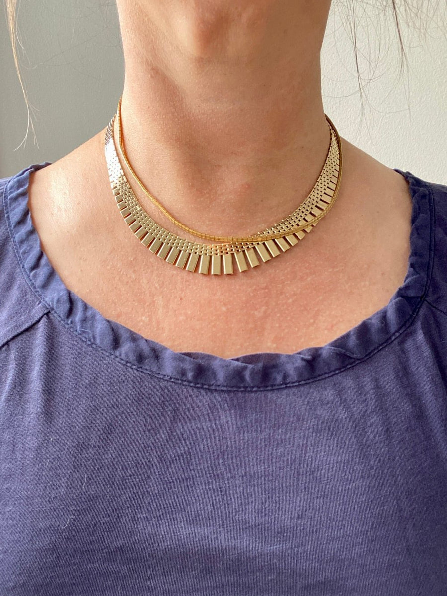 Vintage Omega Link Necklace in 18k Gold- Made in Trissino Italy, 1960s era - 16.5 inch length