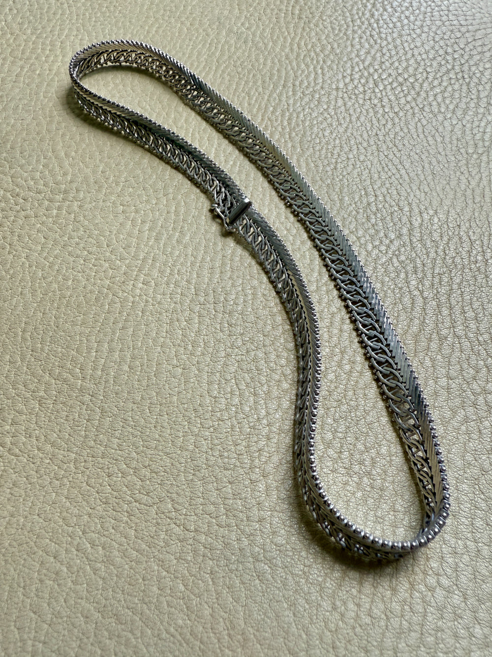 Silver Handmade Crosshatch Link Necklace - 17.1 inch length