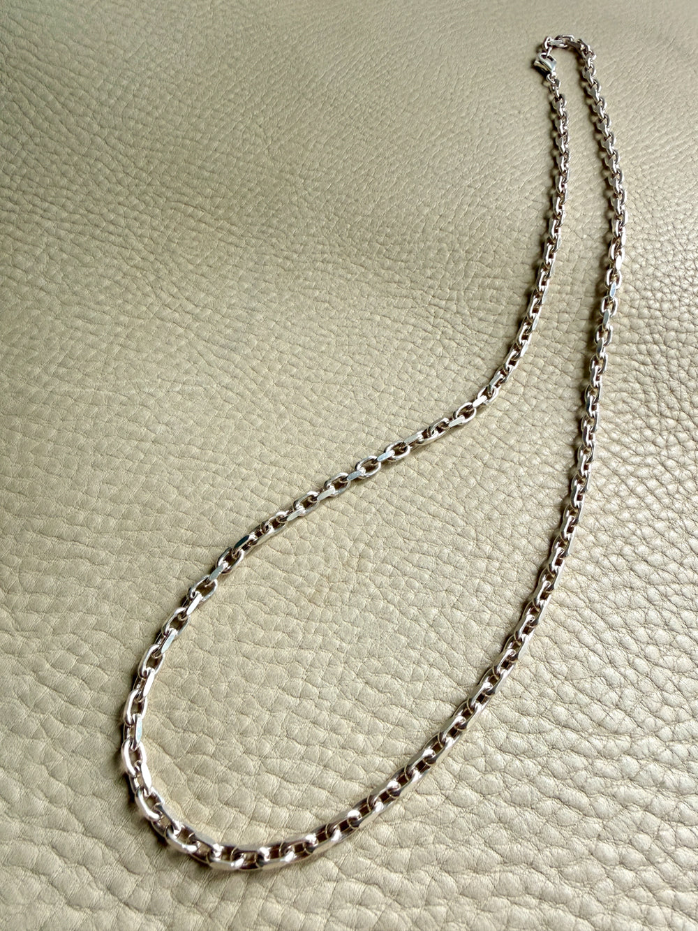 Sterling Silver Biker Link Chain Necklace - 23.6 inch length