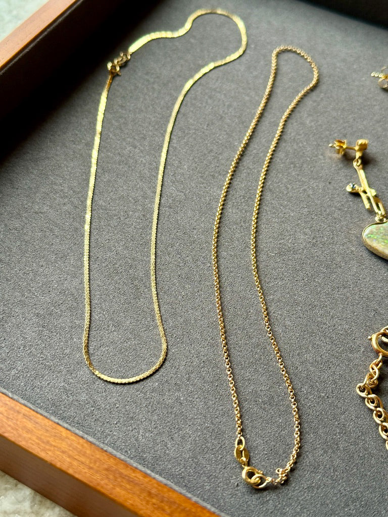 Vintage Italian 14k Yellow Gold Mirrored Heart Link Chain Necklace – 15.75 inch length