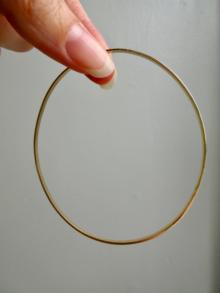 Skinny 18k Gold Vintage Oval Bangle - 8.5 inch interior circumference