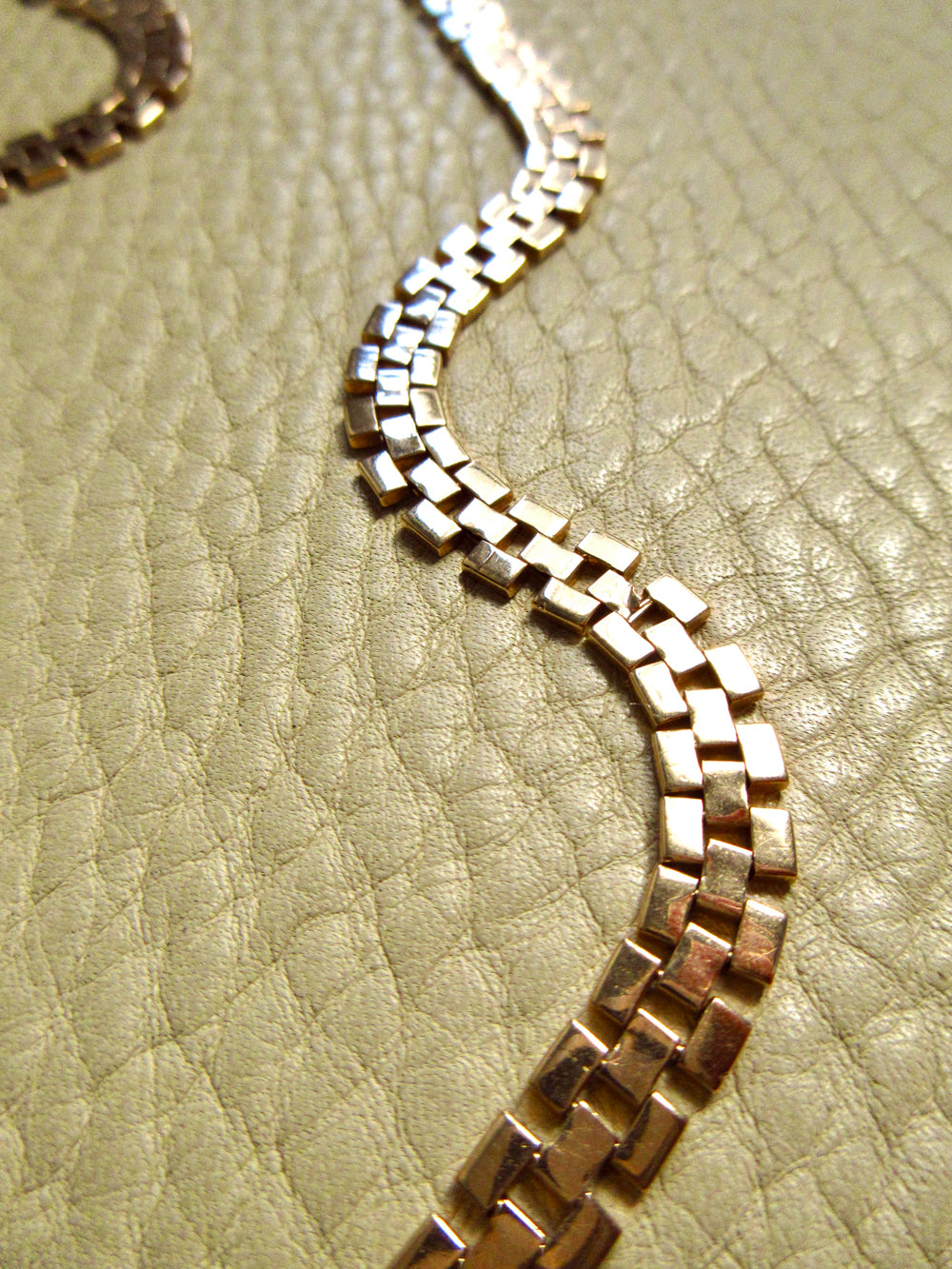 SILKY! Midcentury Italian Brick Link Necklace 18k Gold – 18.5 Inch Length