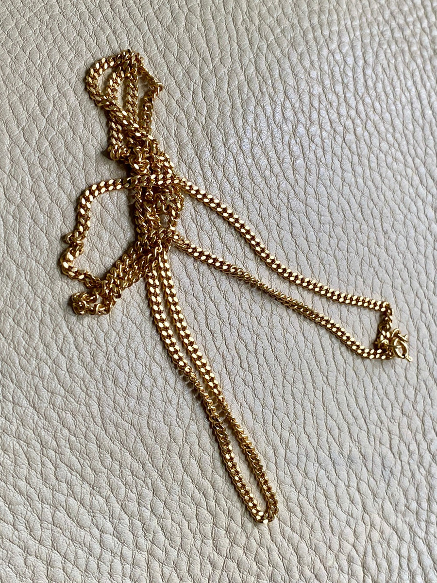 Forever curb link necklace - Excellent long length 27.75 inch length - Vintage Italian 18k gold chain