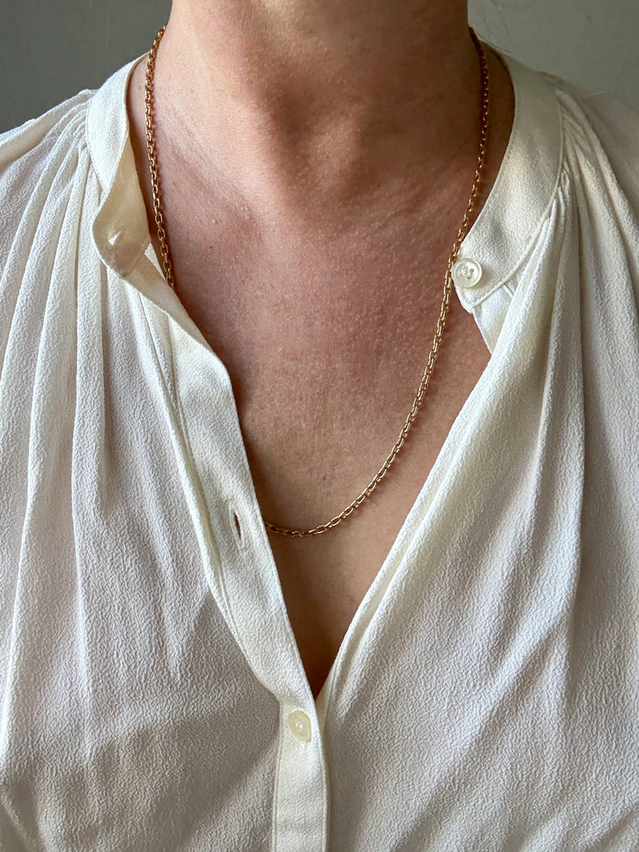 1926 Gothenburg, Vintage 18k Gold Biker Link Chain Necklace - 24 inch length