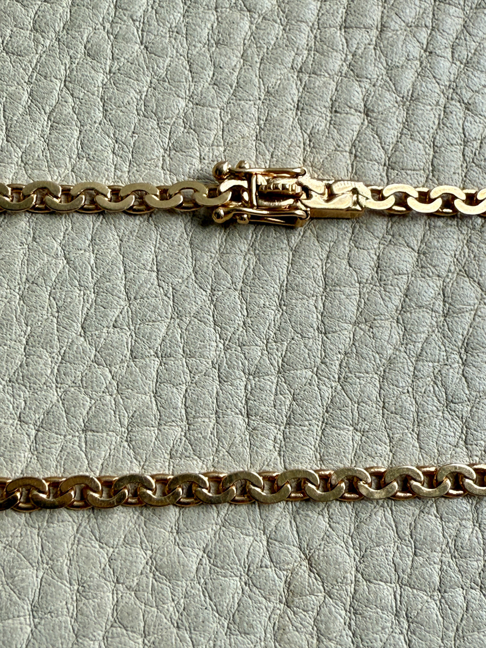 Long 18k Gold Vintage Virola Link Necklace - 21.8 inch length