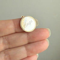 1937 "Inge" 18k Gold Engraved Round Medallion Pendant for Necklace - Scandinavian Vintage