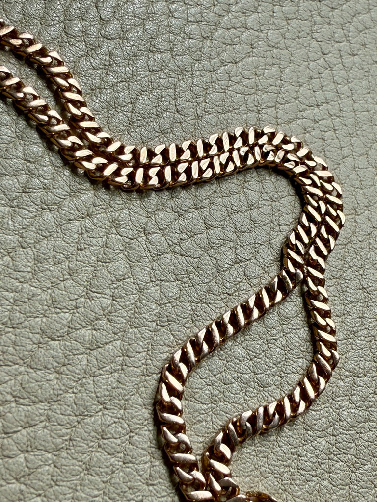 Midcentury era 18k gold Curb Link - Double strand bracelet - 7.6 inch length