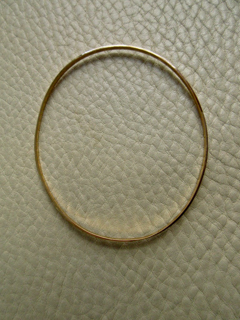 Skinny 18k Gold Vintage Oval Bangle - 8.5 inch interior circumference