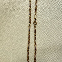 French Antique 18k Gold Watch Chain Necklace with Hand Forged Figure 8s - 16.5 inch length