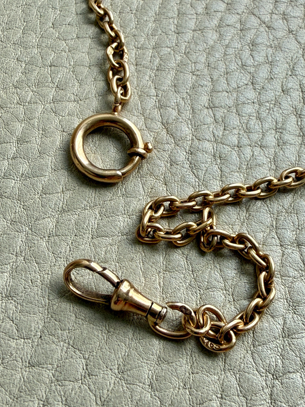 Antique Swedish 18k Gold Oval Link Watch Chain Necklace – 17.25 Inch Length