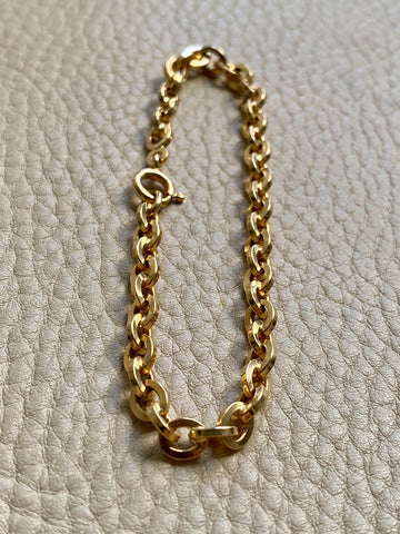 Vintage Italian UnoAErre Biker Link Chain Bracelet in 18k Gold - 7 inch length