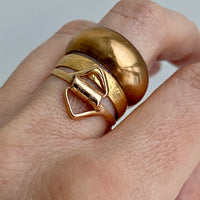 1958 Swedish vintage 18k gold ring - botanical etching- size 8