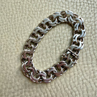 Heavy Swedish Double Link Curb Silver Bracelet by Victor Janson – 7.5 inch length