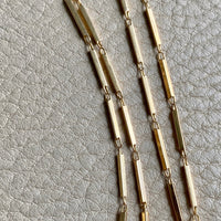 Geometric gold bar link necklace - 18k gold - 21 inch length