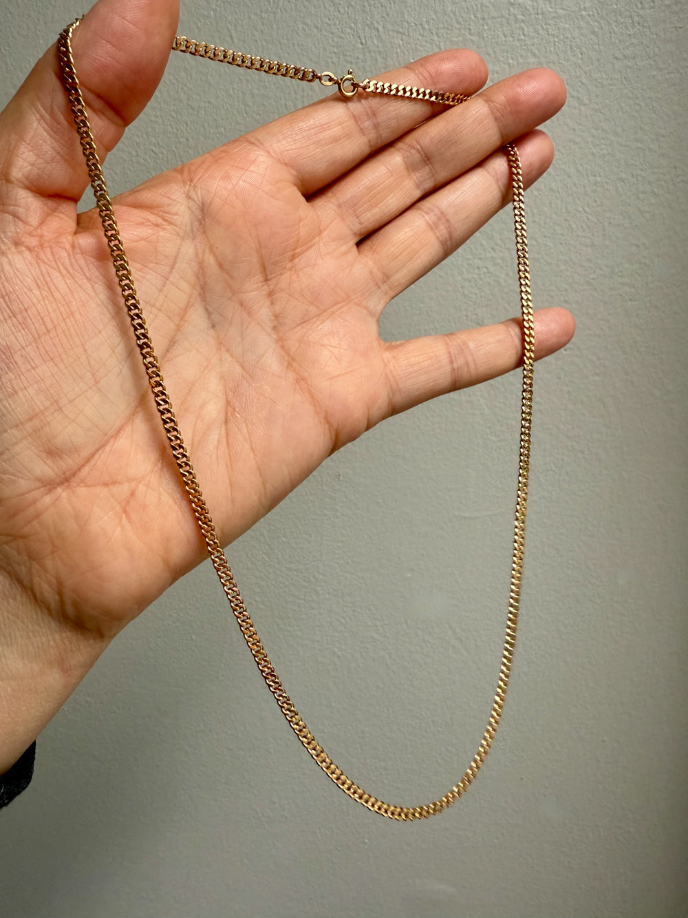 1920s era Pressed Curb Link Chain Necklace in 18k Gold - 20.1 inch length