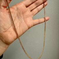 1920s era Pressed Curb Link Chain Necklace in 18k Gold - 20.1 inch length