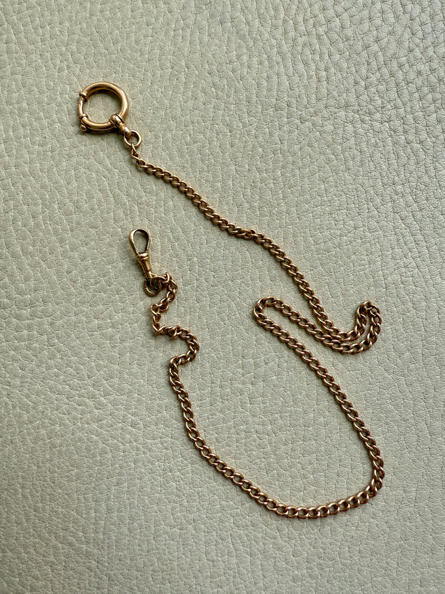 1899 Antique Swedish 18k Gold Curb Link Watch Chain Necklace - 15.8 inch length