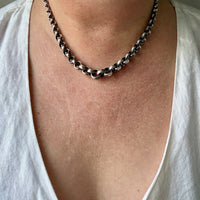 Silver Rolo Link Necklace Graduated Width - 16.8 inch length