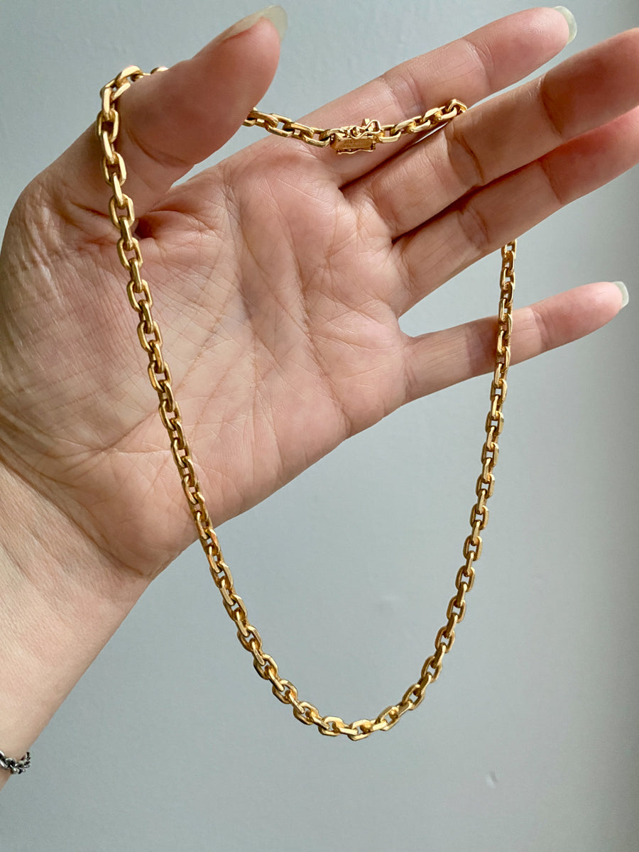 AMAZING 18k gold biker link necklace! - made in Köping, Sweden - 17 inch length