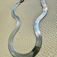 Italian Sterling Silver Herringbone Chain Necklace – 18.5 Inch Length