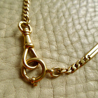 Antique Scandinavian 18k Gold Curb & Bar Link Watch Chain Necklace – 18.25 Inch Length
