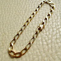 Vintage Geometric Open Curb Link Bracelet 18k Gold – 7.1 Inch Length