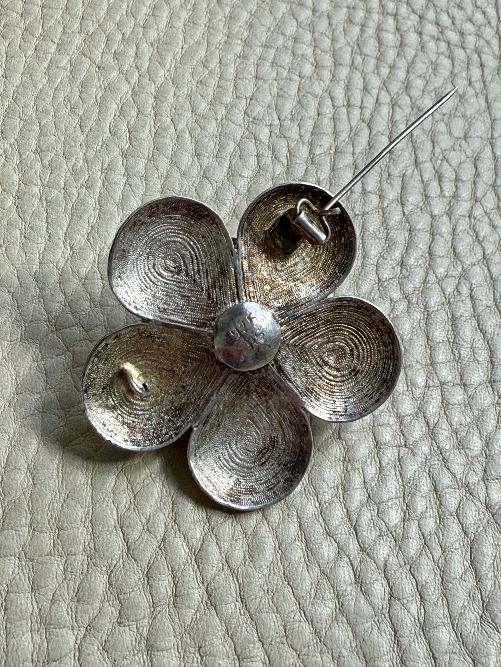 1950s Sterling Silver Filigree Flower Brooch - 1.8 inch diameter