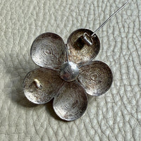 1950s Sterling Silver Filigree Flower Brooch - 1.8 inch diameter