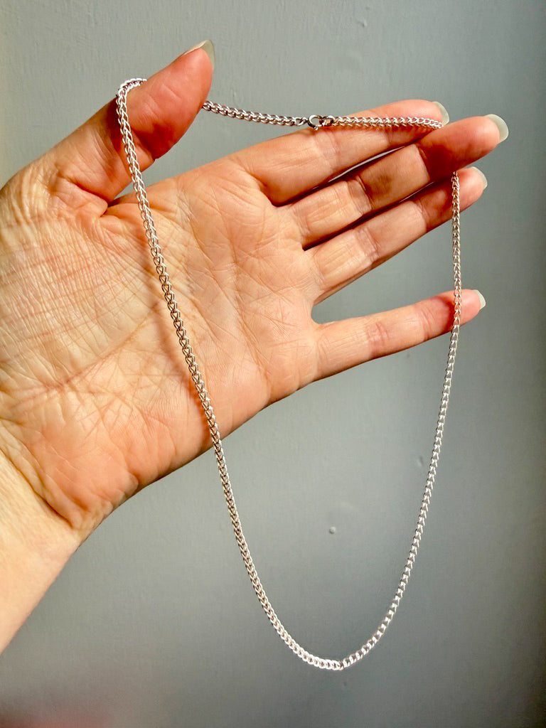 Silver Handmade Open Foxtail Link Necklace - 20 inch length