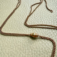 Victorian Era Antique 18k Gold Longuard Belcher Link Chain with Slider & Dog Clip - 33 inch doubled necklace length