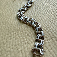 Heavy Swedish Double Link Curb Silver Bracelet by Victor Janson – 7.5 inch length