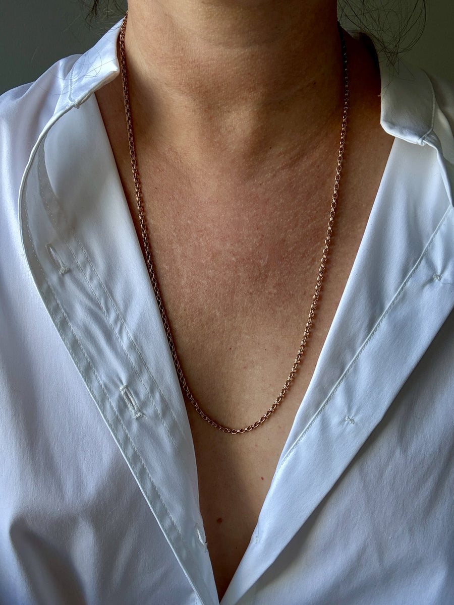 Foxtail Link Chain Necklace in 18k Solid Gold - 25.75 inch length