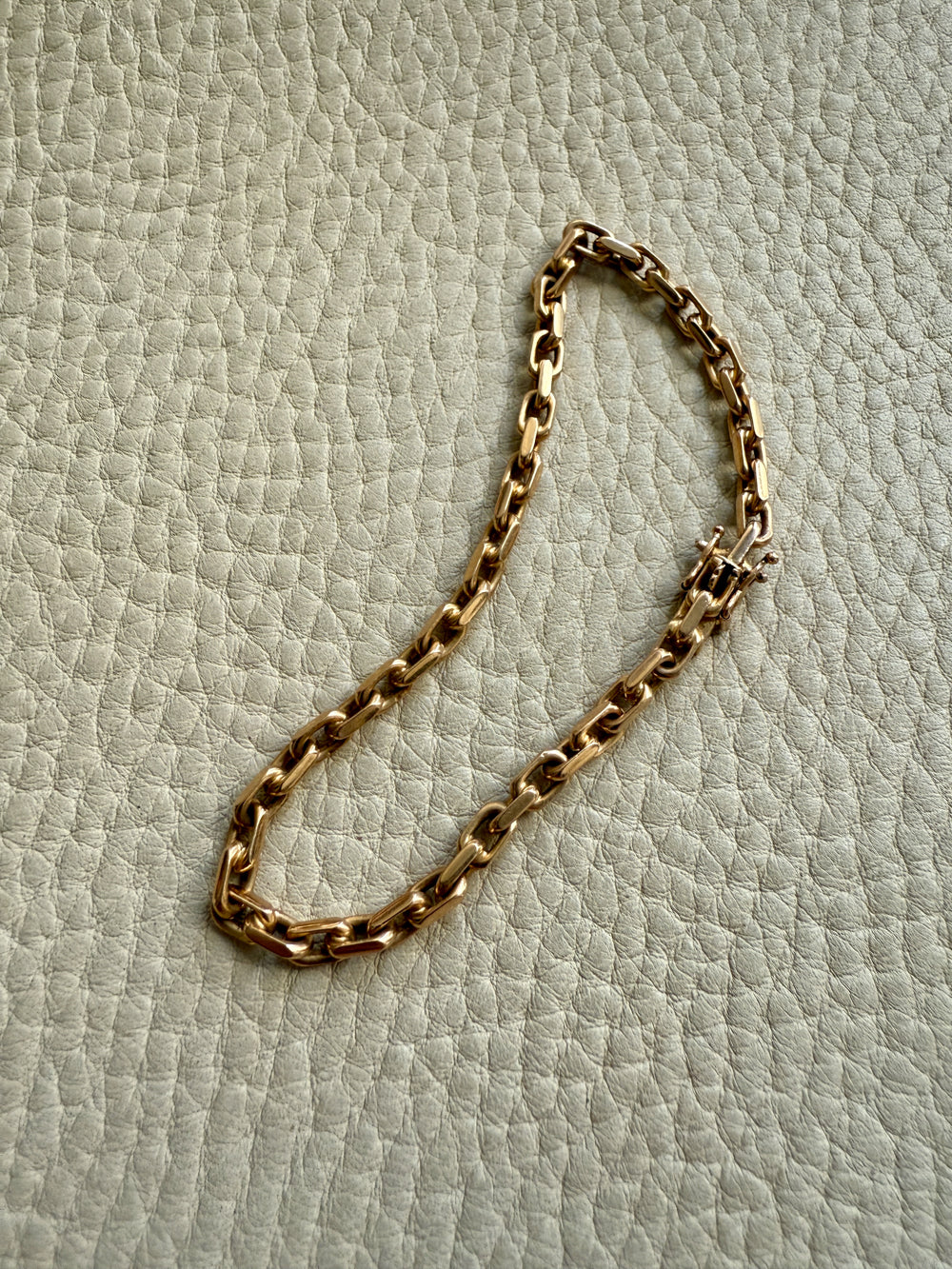 1953 Swedish Vintage 18k Gold Biker Link Bracelet 3.6mm width - 7.3 inch length