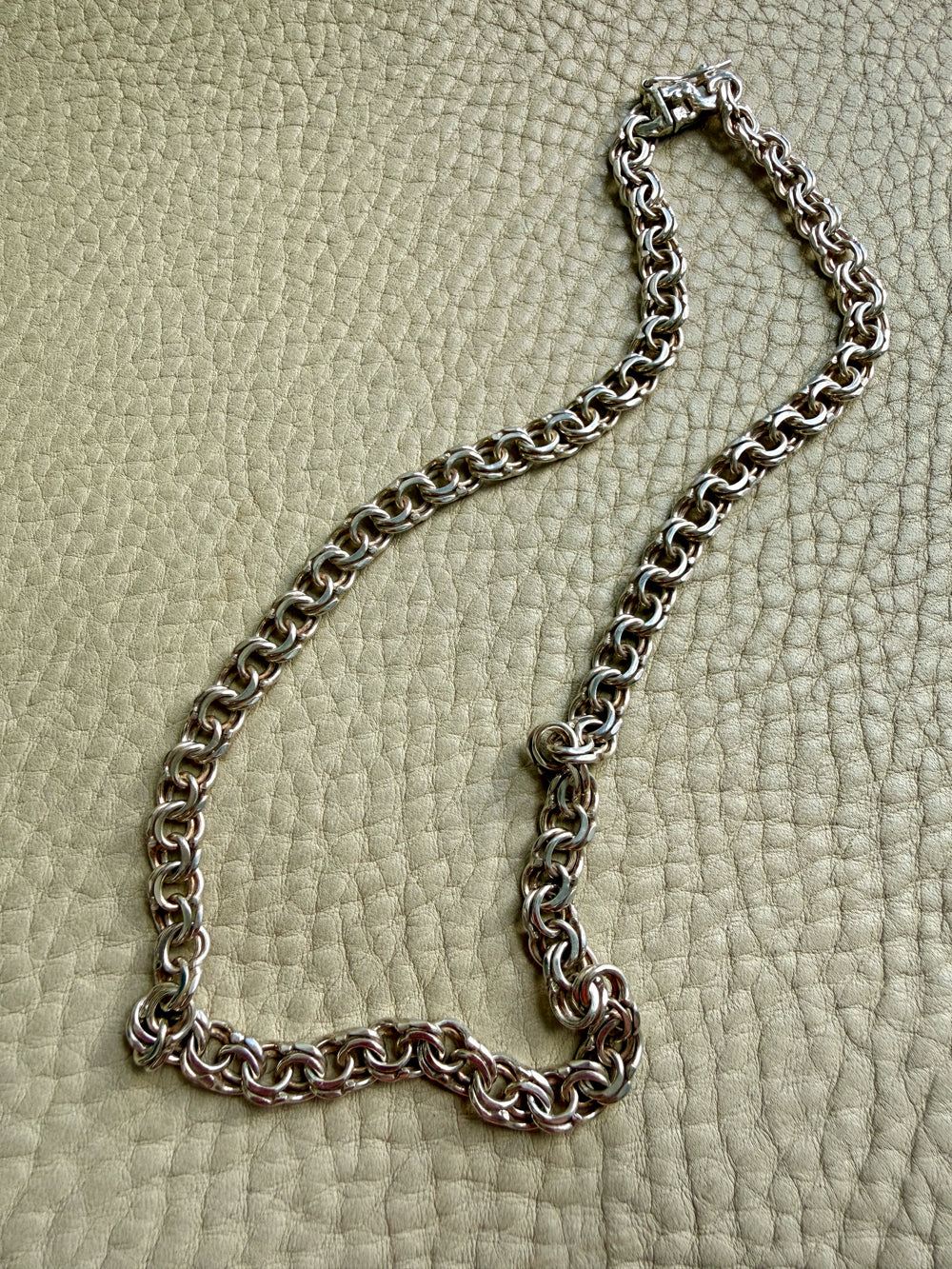 Vintage Sterling Silver Double Link Curb Chain Necklace – 17 Inch Length