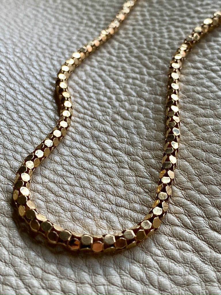 Honeycomb link necklace - Vintage 18k yellow gold, 17.25 inch length