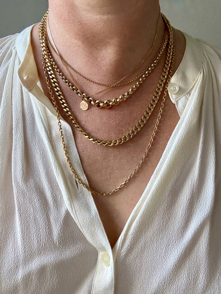 Italian vintage 18k gold rolo link necklace by Balestra - 17 inch length