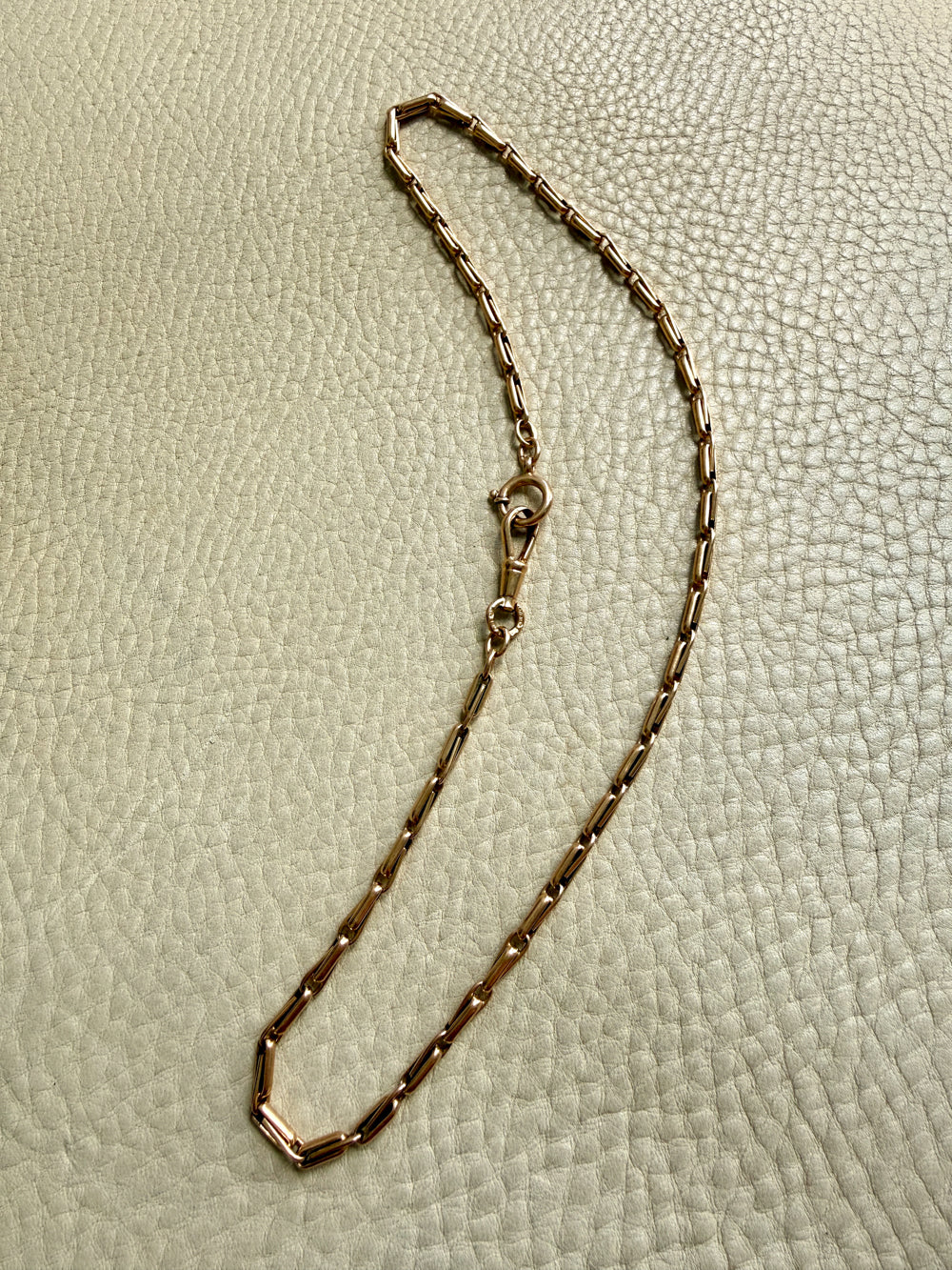1917 Antique Swedish Double Fetter Watch Chain Necklace in 18k Gold - 17.6 inch length