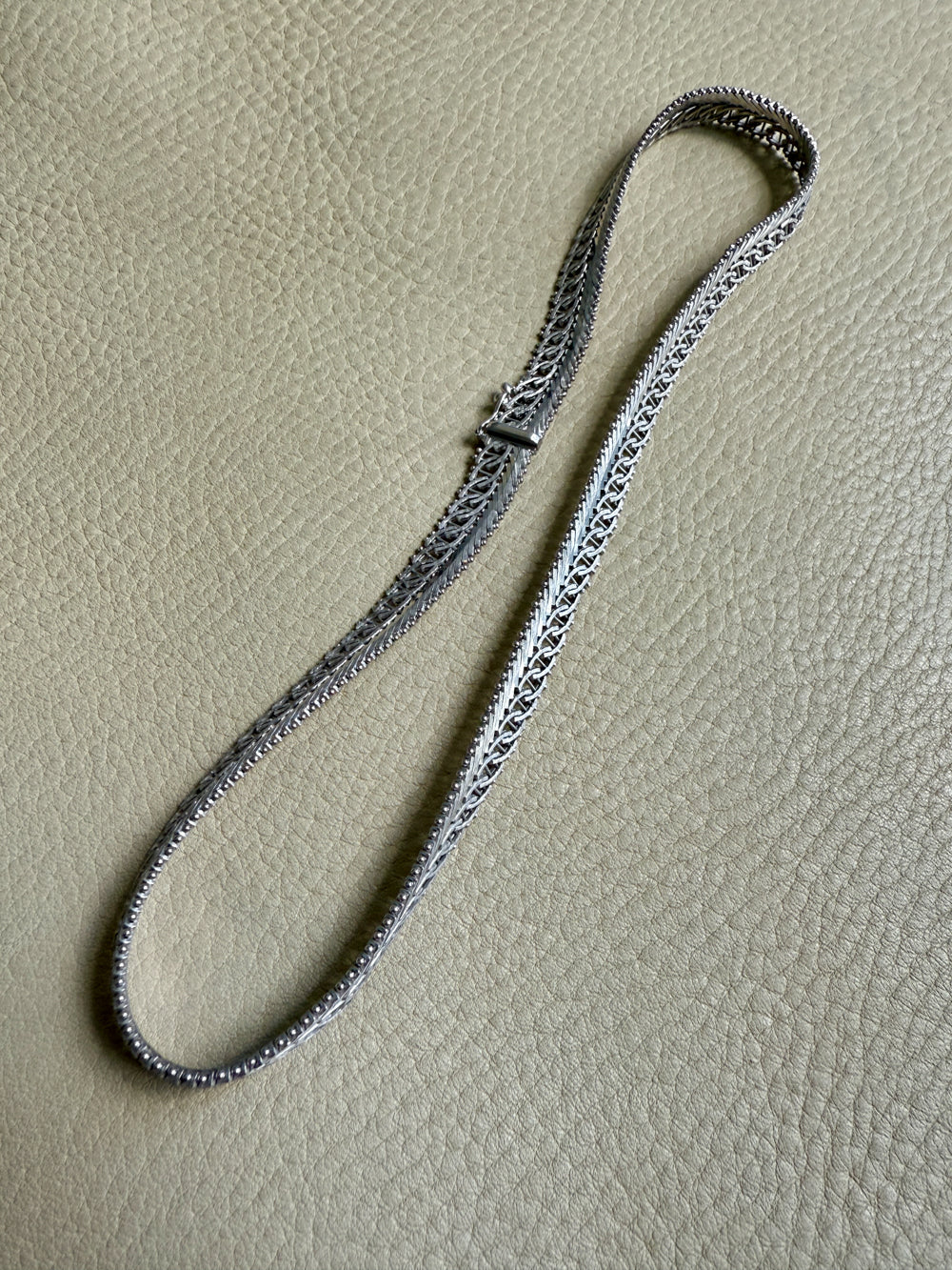 Silver Handmade Crosshatch Link Necklace - 17.1 inch length