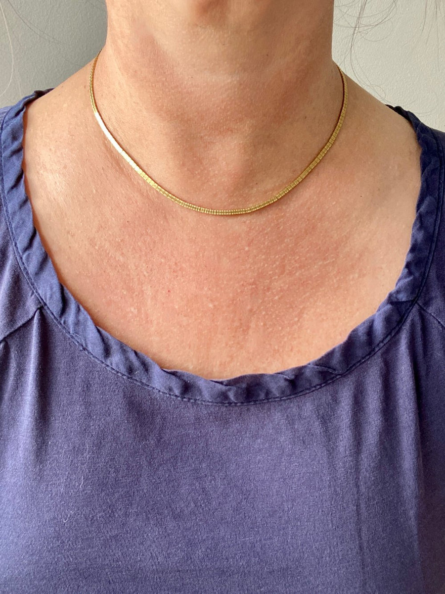 Vintage Omega Link Necklace in 18k Gold- Made in Trissino Italy, 1960s era - 16.5 inch length
