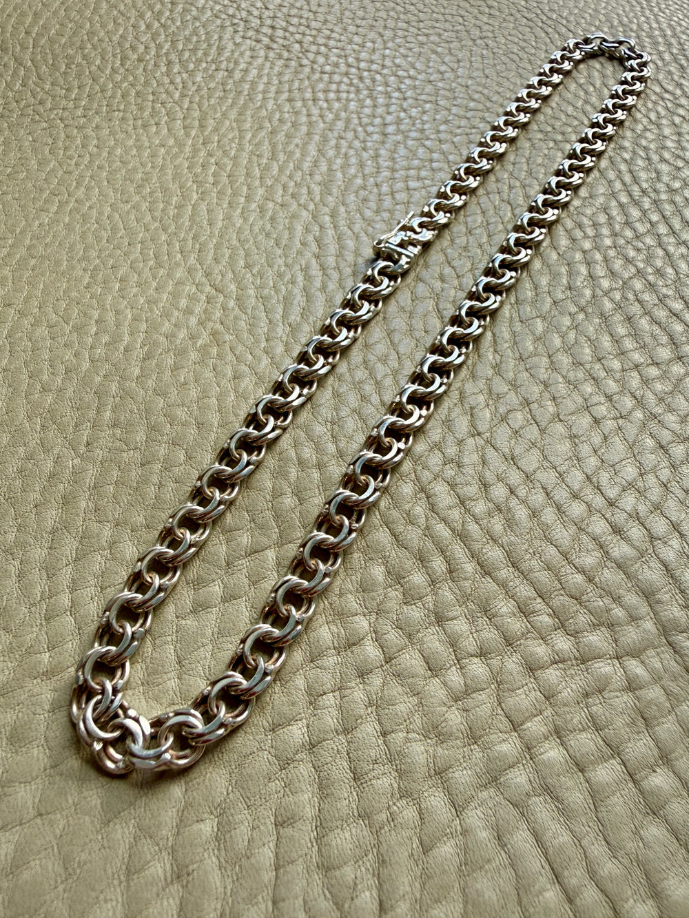 Vintage Sterling Silver Double Link Curb Chain Necklace – 17 Inch Length