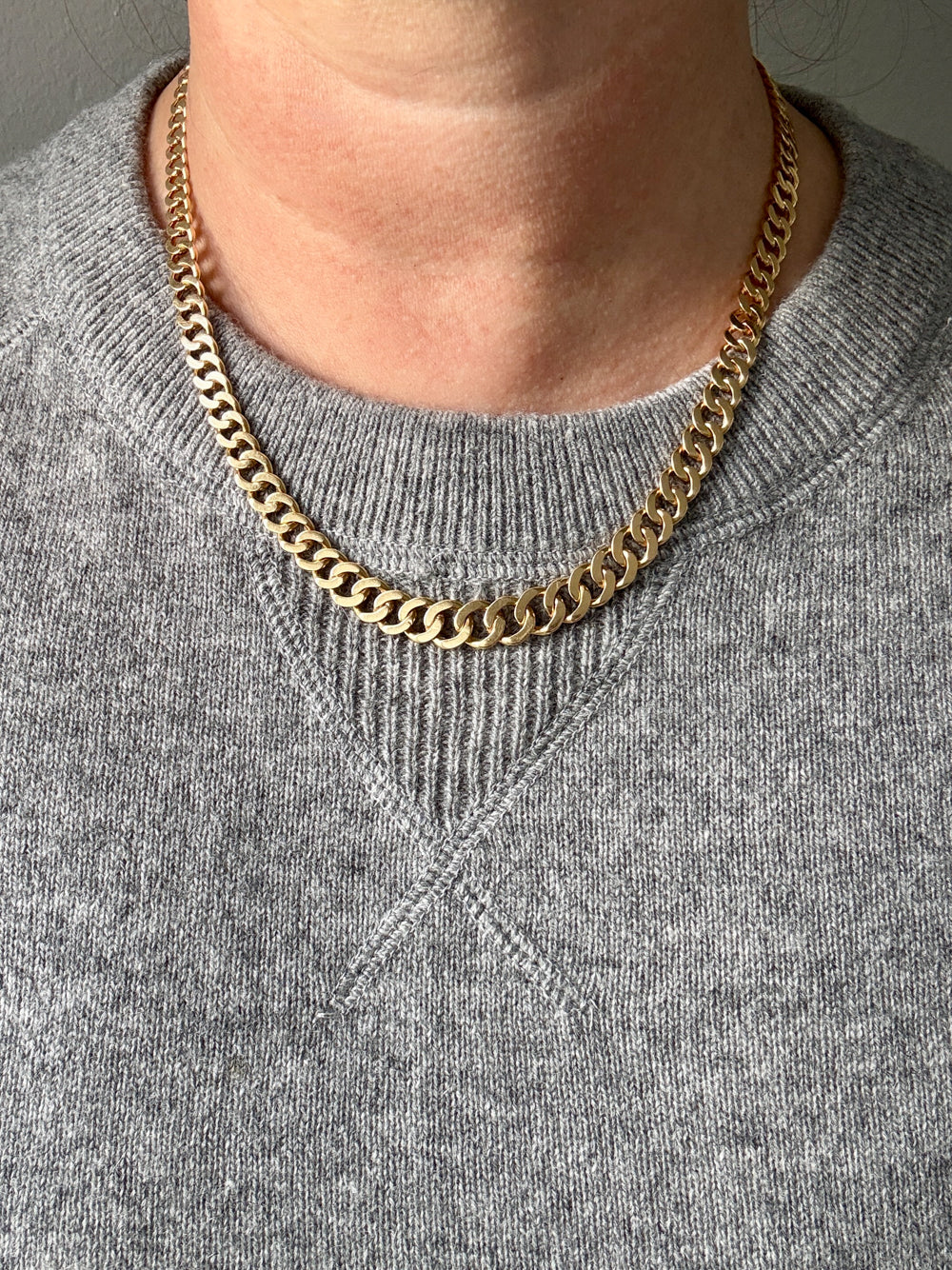 1978 Swedish Vintage 39g Tapered Curb Link Necklace 18k Gold – 19.5 Inch Length
