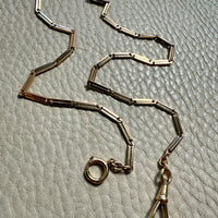 18k Gold Bar-Link Watch Chain Necklace with Dog Clip - 17 inch length