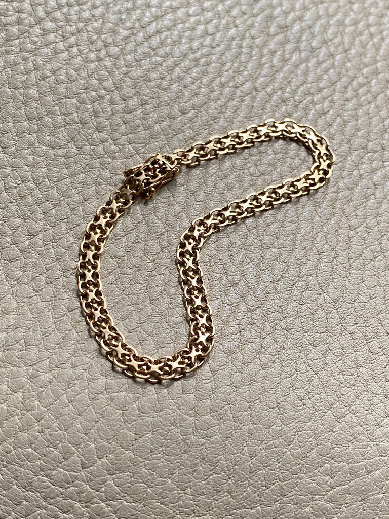 Vintage 18k gold slim x-link bracelet - 7.25 inch length