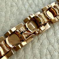 1960s Vintage Italian Dimensional Link Bracelet 18k Gold – 7.25 Inch Length