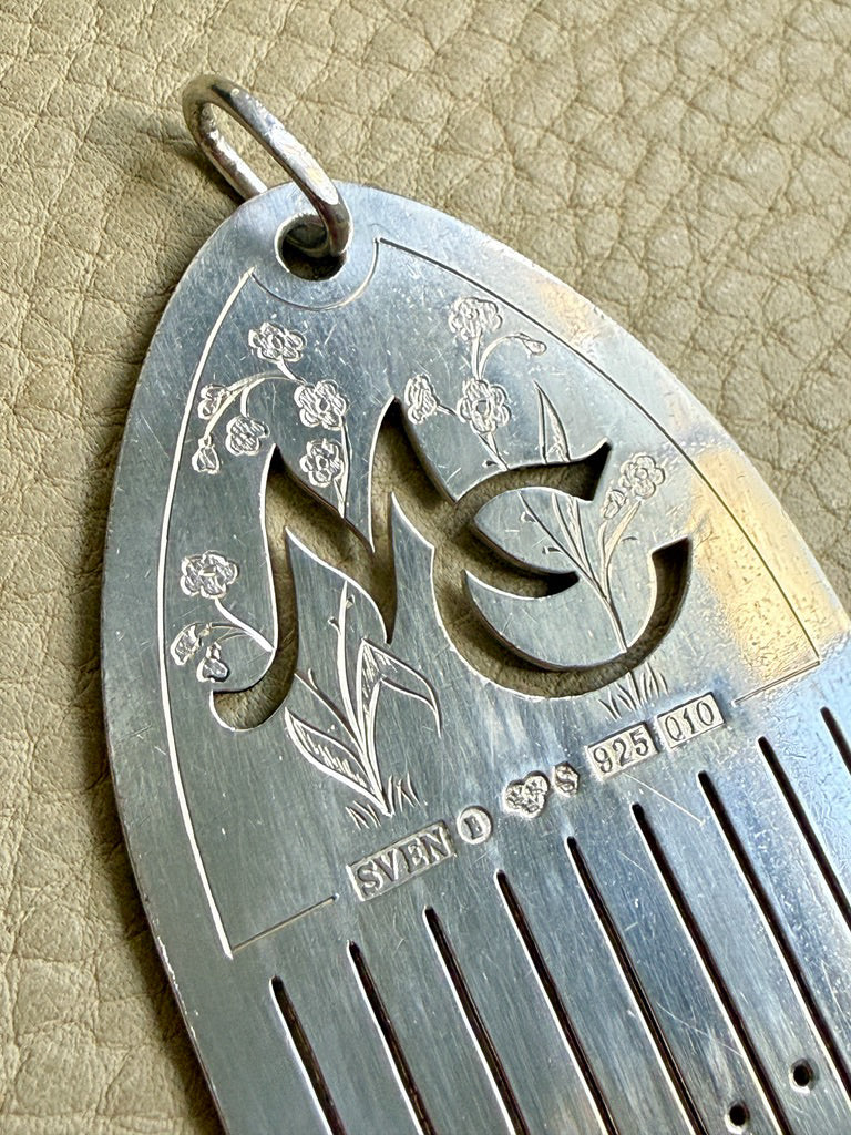 Vintage Swedish Sterling Silver Tape Loom Pendant - Signed