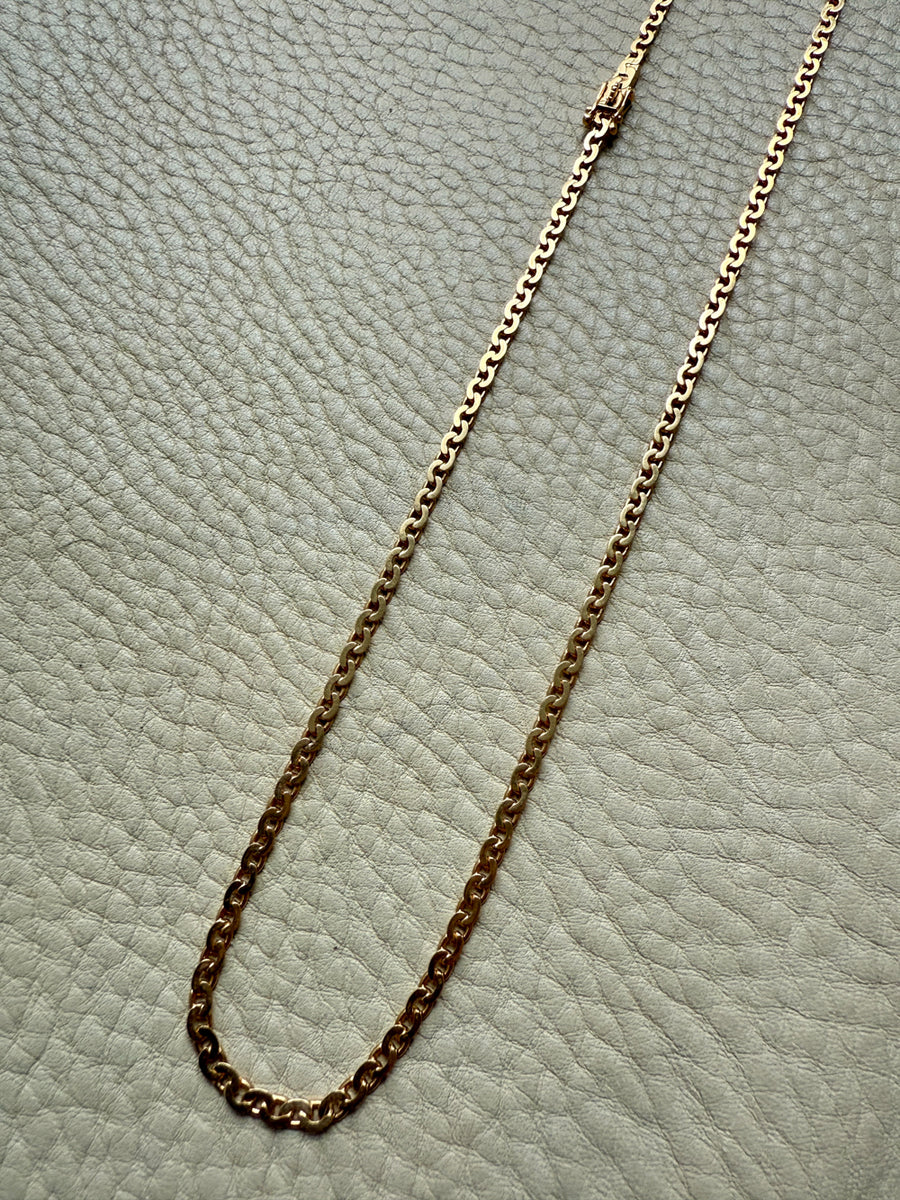 Long 18k Gold Vintage Virola Link Necklace - 21.8 inch length
