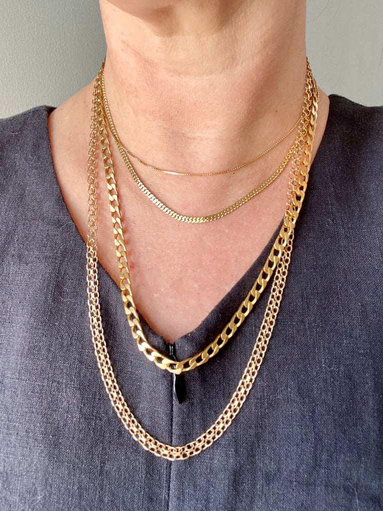 Long 18k gold vintage necklace - Slinky x-link by Tore Clareus - 24 inch length