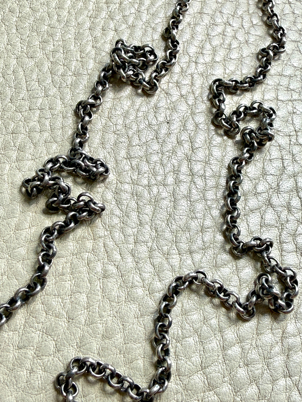 Vintage Silver Rolo Link Necklace- 30 inch length